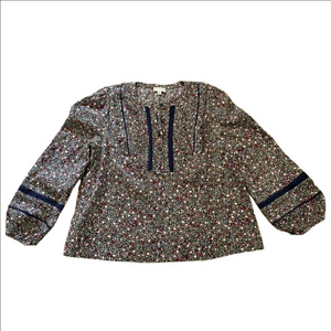 Wonderly Floral Crochet Detail Long Sleeve Women's Top Large L